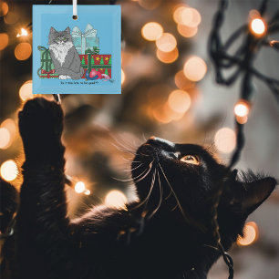 Adorno De Cristal Gray White Navidades Kitten