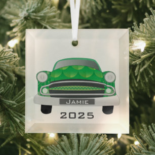 Adorno De Cristal Green Mean Retro Car Baby Navidades