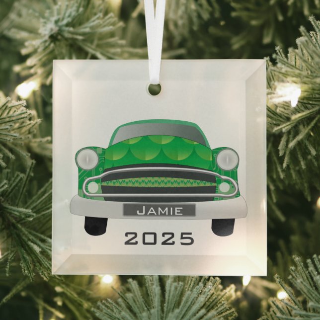 Adorno De Cristal Green Mean Retro Car Baby Navidades (in situ)