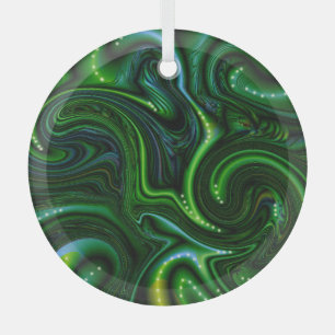 Adorno De Cristal Green Swirly Spotted Abstract Fine Art Suncatcher