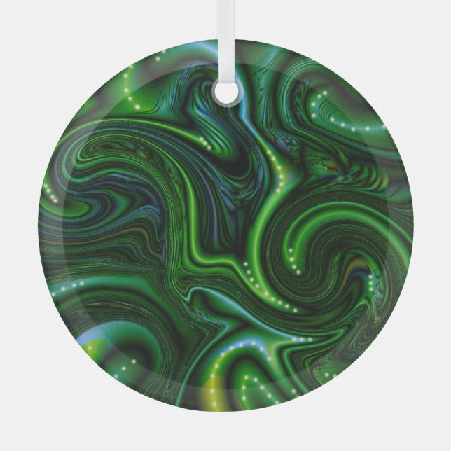 Adorno De Cristal Green Swirly Spotted Abstract Fine Art Suncatcher (Anverso)