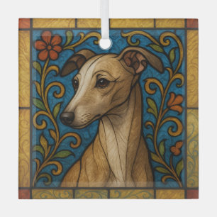 Adorno De Cristal Greyhound italiano "Vidrio Manchado"