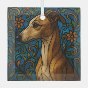 Adorno De Cristal Greyhound italiano "Vidrio Manchado"