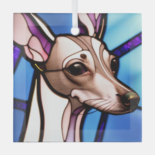 Adorno De Cristal Greyhound italiano "Vidrio Manchado" (Anverso)