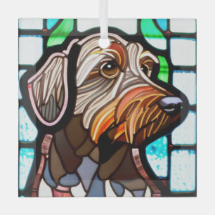 Adorno De Cristal Griffon con hilo y punteo "Vidrio Manchado"