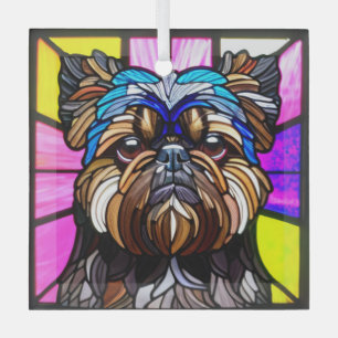 Adorno De Cristal Griffon de Bruselas "Vidrio Manchado"