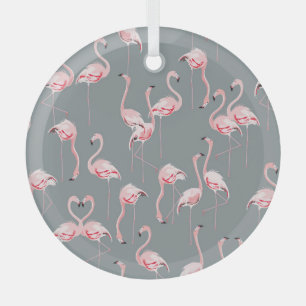 Adorno De Cristal Gris Flamingo: Patrón Vintage de Seamless.