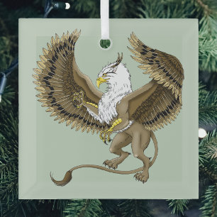 Adorno De Cristal Grisú Majestuoso Fantasía Grifo Mitológico