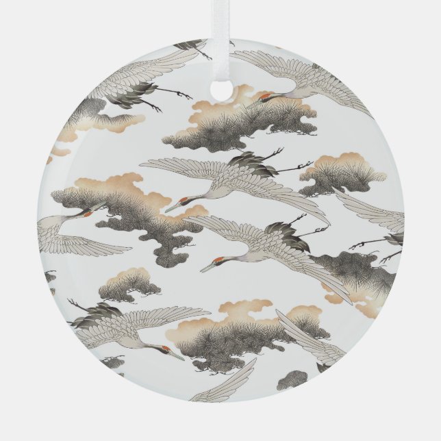 Adorno De Cristal Grúa de estilo japonés: diseño elegante. (Anverso)