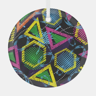 Adorno De Cristal Grunge patrón deportivo, diseño infantil.