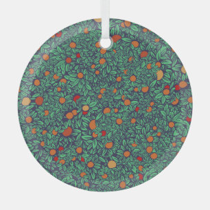 Adorno De Cristal Guardia Rica: Patrón de árbol vintage.