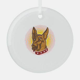 Adorno De Cristal Guardián Perro Belga Malinois Shepherd