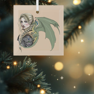 Adorno De Cristal Guerrero Elfo Dragón Fantasía Mágico Medieval Melo