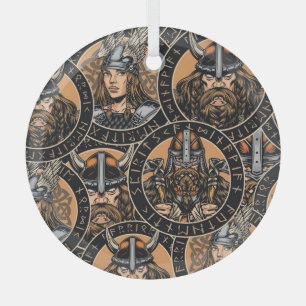Adorno De Cristal Guerreros de Viking: Colorido patrón de época