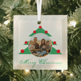 Adorno De Cristal Guión de foto familiar con árbol de Navidad festiv