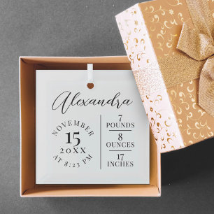 Adorno De Cristal Guión de nombre del bebé y estadísticas de nacimie