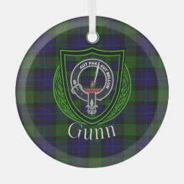 Adorno De Cristal Gunn Scottish Clan Tartan & Crest