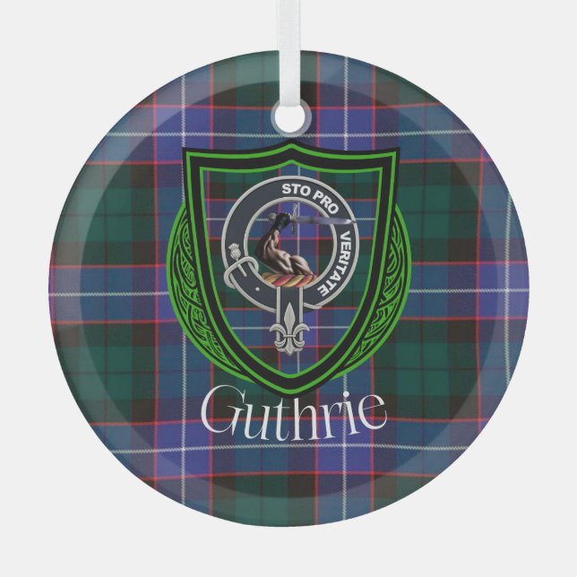 Adorno De Cristal Guthrie Scottish Clan Tartan & Crest (Anverso)