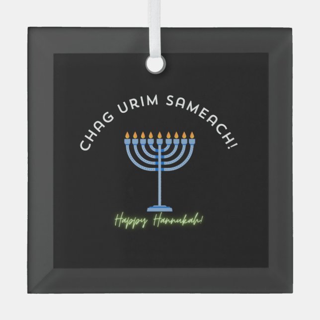 Adorno De Cristal Happy Hanukkah! (Anverso)