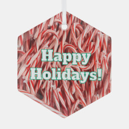 Adorno De Cristal Happy Holidays Candy Cane Style