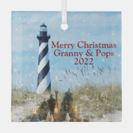 Adorno De Cristal Hatteras Lighthouse OBX Beach Navidades -