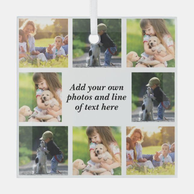 Adorno De Cristal Haz tu propio collage de fotos y texto (Anverso)