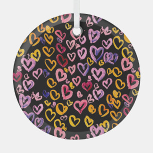 Adorno De Cristal Hearts Galore: Patrón de color de agua sin foco