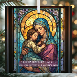 Adorno De Cristal Heavenly Madonna & Child Catholic Christmas Quote