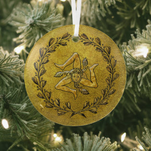 Adorno De Cristal Heirloom Sicilian Trinacria Gold 