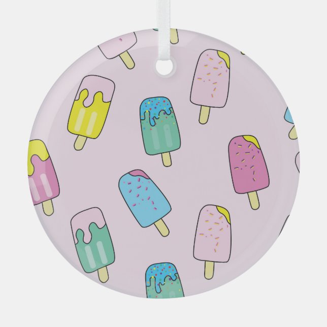 Adorno De Cristal Helado lindo: patrón de fruta. (Anverso)