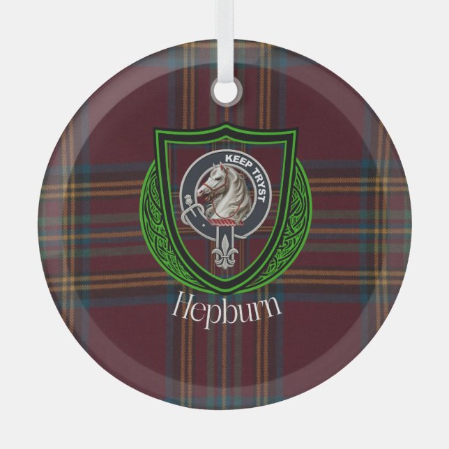 Adorno De Cristal Hepburn Scottish Clan Tartan & Crest (Anverso)