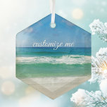 Adorno De Cristal Hermosa casa Personalizado de fotografía de playa<br><div class="desc">Una hermosa fotografía de playa tomada en el destino ideal de vacaciones de Destin,  Florida. Las hermosas aguas verdes de Sandestin se adentran en la arena de la costa bajo los cielos azules serenos para hacer la foto perfecta de las vacaciones.</div>