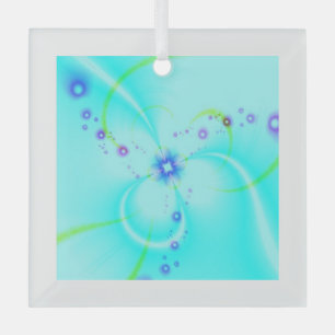 Adorno De Cristal Hermosa Flor Azul