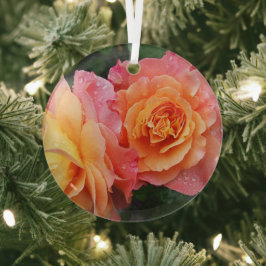 Adorno De Cristal Hermosa foto de rosa rosa y naranja