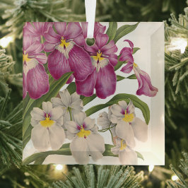 Adorno De Cristal Hermosas orquídeas moradas y blancas