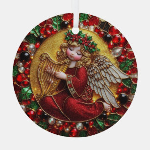 Adorno De Cristal Hermoso Ángel Navidades de Vidrio Manchado