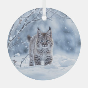 Adorno De Cristal Hermoso Bobcat Wilderness Navidad