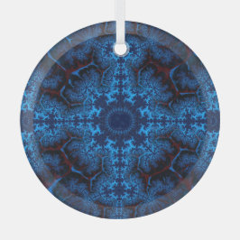Adorno De Cristal Hermoso Fractal Azul Lacy Resumen Suncatcher