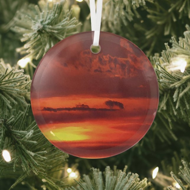 Adorno De Cristal Hermoso Naranja Sunrise Art Suncatcher (in situ)