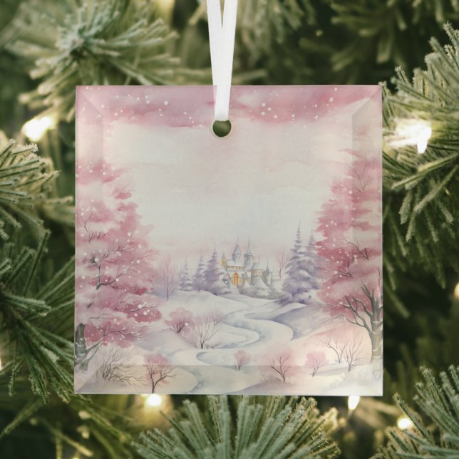 Adorno De Cristal Hermosos paisajes de Navidades rosados (in situ)