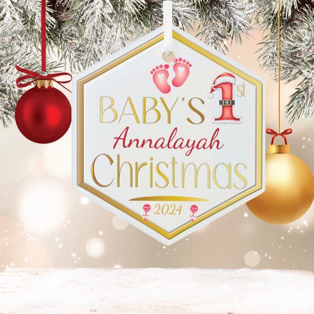 Adorno De Cristal Hexagon Baby 1er Navidades Personalizado Keepsake  (Subido por el creador)