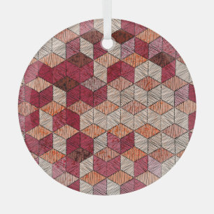 Adorno De Cristal Hexagones bordados: Impresión de arte bohemio.