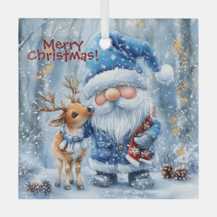 Adorno De Cristal Hilos de nieve y escarlata