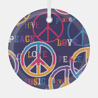 Adorno De Cristal Hippie Peace: Vibrante Diseño de Símbolo.
