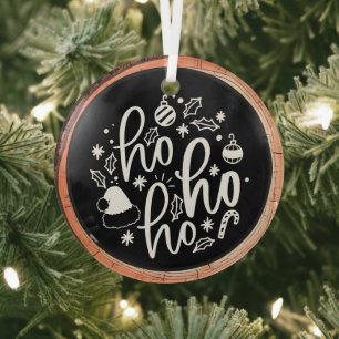 Adorno De Cristal Ho Ho Ho Ho Typography Keepsake Tree