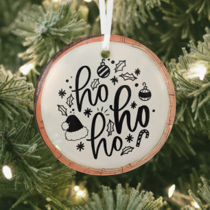 Adorno De Cristal Ho Ho Ho Ho Typography Keepsake Tree