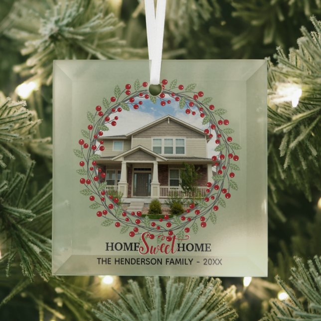 Adorno De Cristal Hogar Sweet Home Photo Wreath Christmas Tree (in situ)