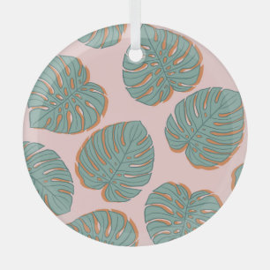 Adorno De Cristal Hoja de Monstera: Patrón Vintage Tropical