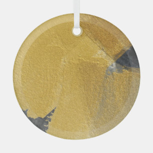 Adorno De Cristal Hoja de oro, diseño negro abstracto