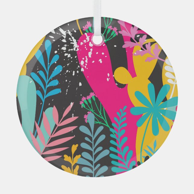 Adorno De Cristal Hojas abstractas: elegante patrón sin foco (Anverso)